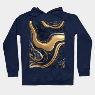 Preppy Boho Chic Minimalist Blue and Gold Marble Hoodie